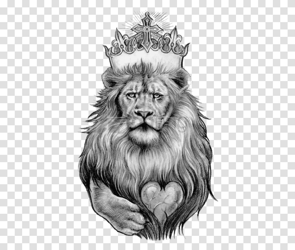 Lion Tattoo Images All Lion With Crown Tattoo Designs, Drawing, Art, Wildlife, Mammal Transparent Png