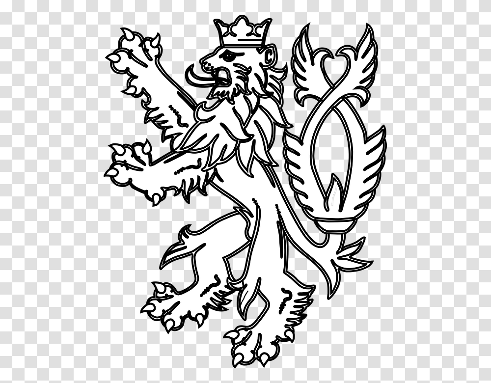 Lion With Crown Symbol, Dragon, Poster, Advertisement, Stencil Transparent Png