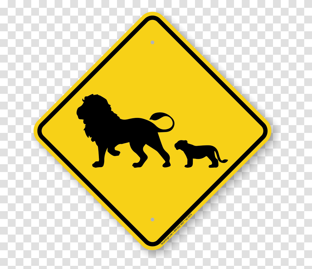 Lion With Cub Crossing Road Sign Top Quality Sku, Dog, Pet, Canine Transparent Png