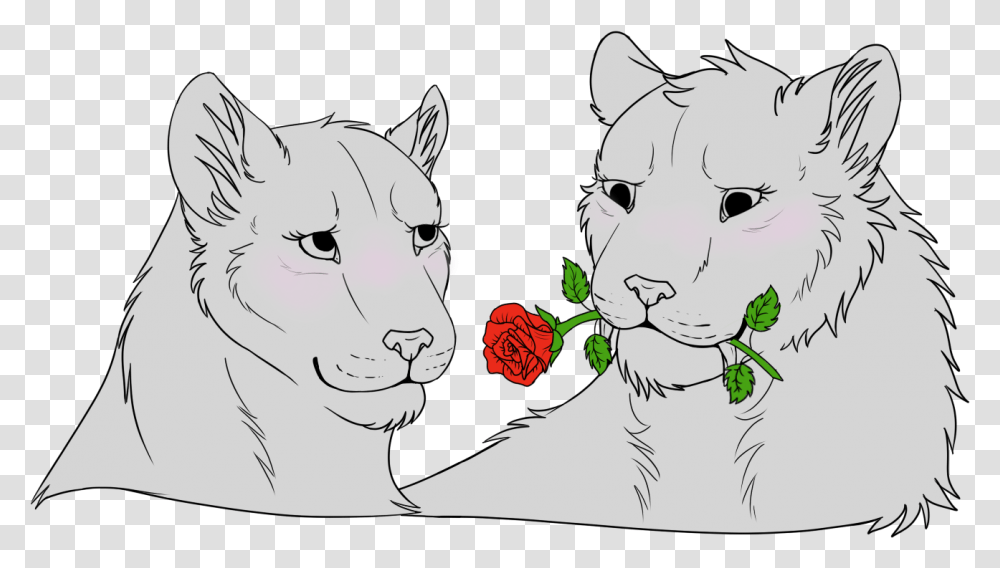 Lioness Couple Lineart, Mammal, Animal, Face, Wildlife Transparent Png