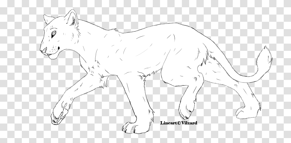 Lioness Lineart By Vilzard D40phkt Free Big Cat Lineart, Horse, Mammal, Animal, Wildlife Transparent Png