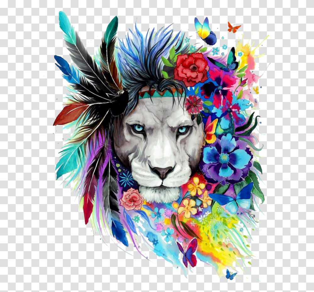 Lions Head Clipart Watercolor Lion With Flowers, Performer, Floral Design, Pattern Transparent Png