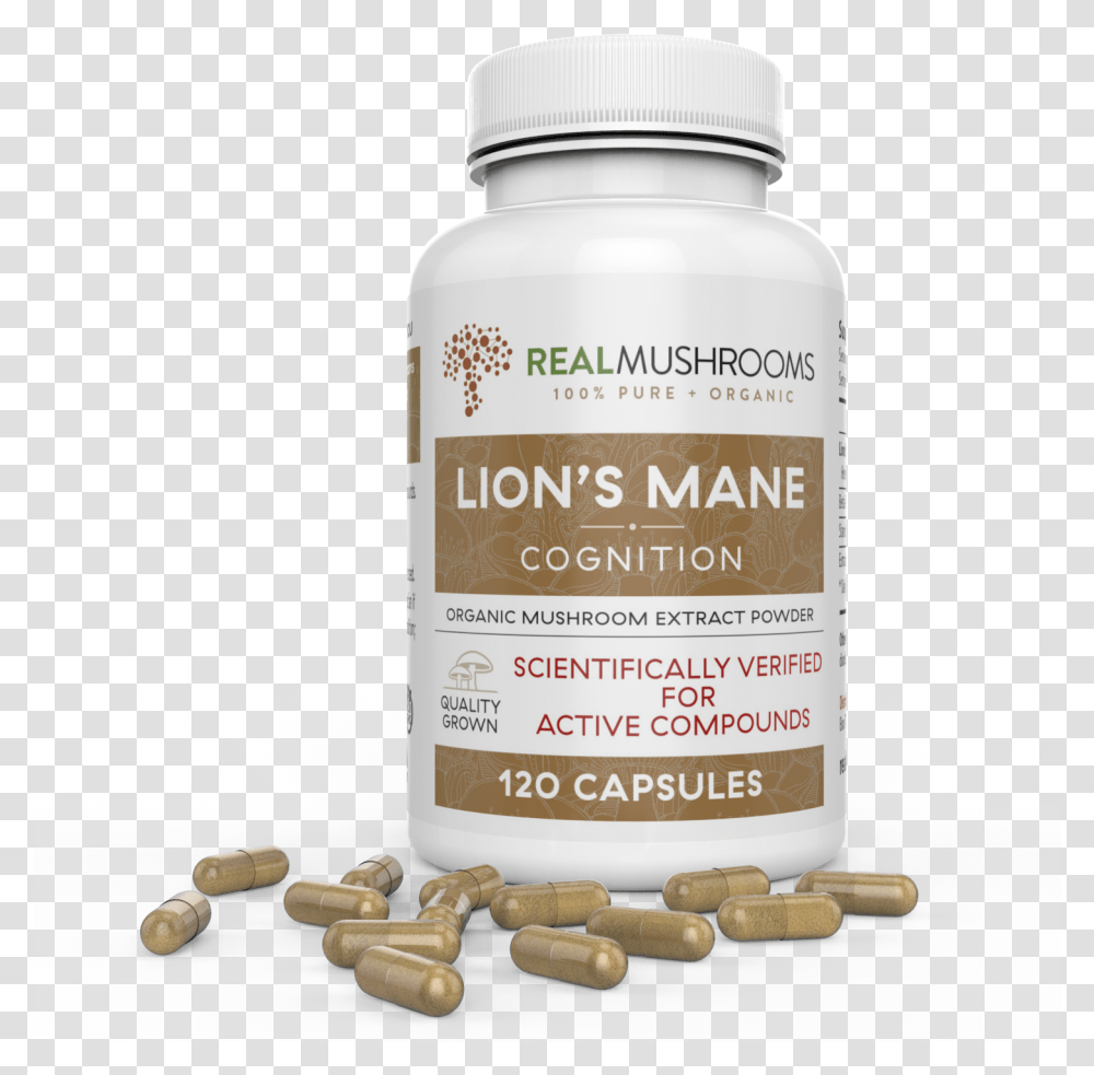 Lions Mane Extract Lion's Mane Mushroom Pills, Capsule, Medication, Shaker, Bottle Transparent Png