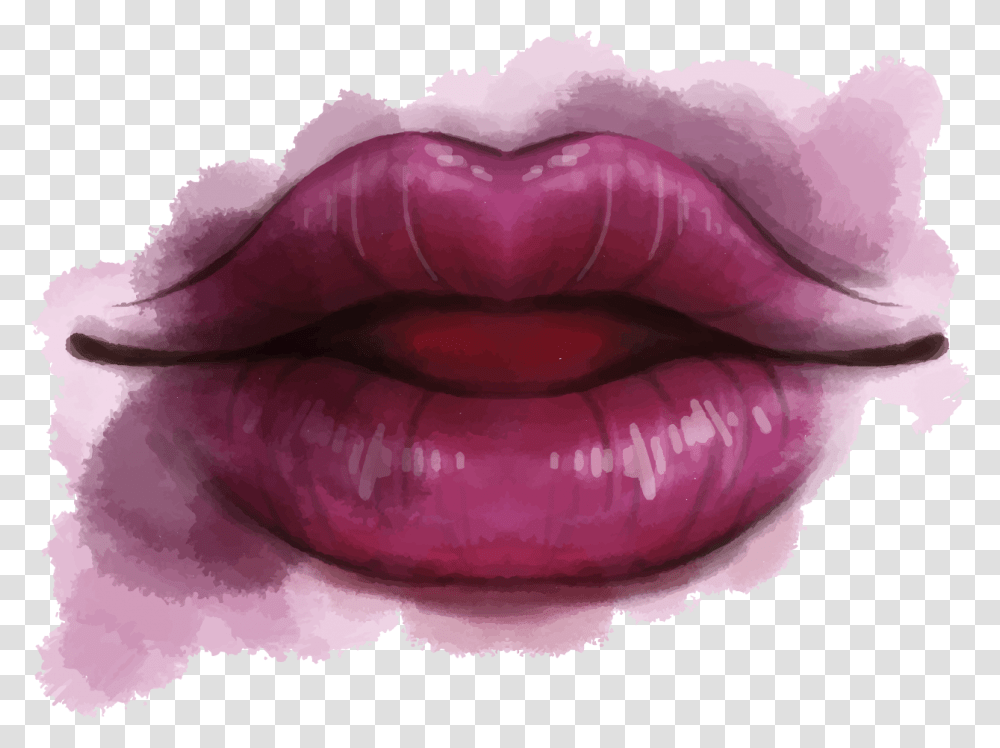 Lip Drawing Watercolor Painting Background Lip Logo, Mouth, Rose, Flower, Plant Transparent Png