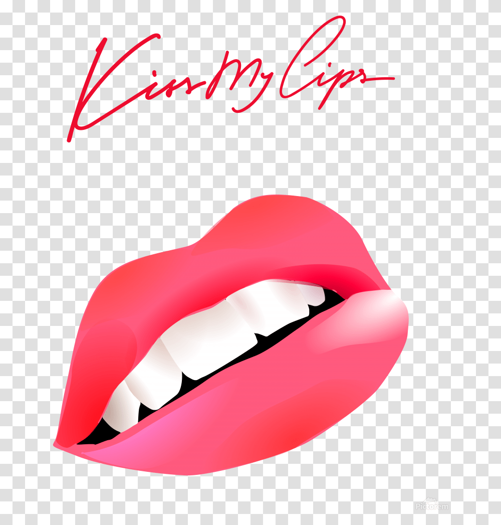 Lip Print Kissy Lips With Teeth Clipart, Mouth, Tongue, Cosmetics Transparent Png