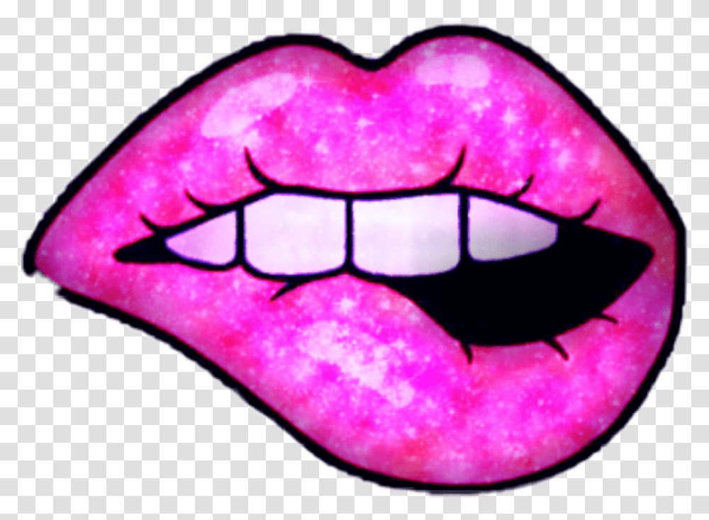 Lips Aesthetic Tumblr Trendygirl Trendy Trend Lips Clipart Pink Glitters, Mouth, Teeth, Purple, Tongue Transparent Png