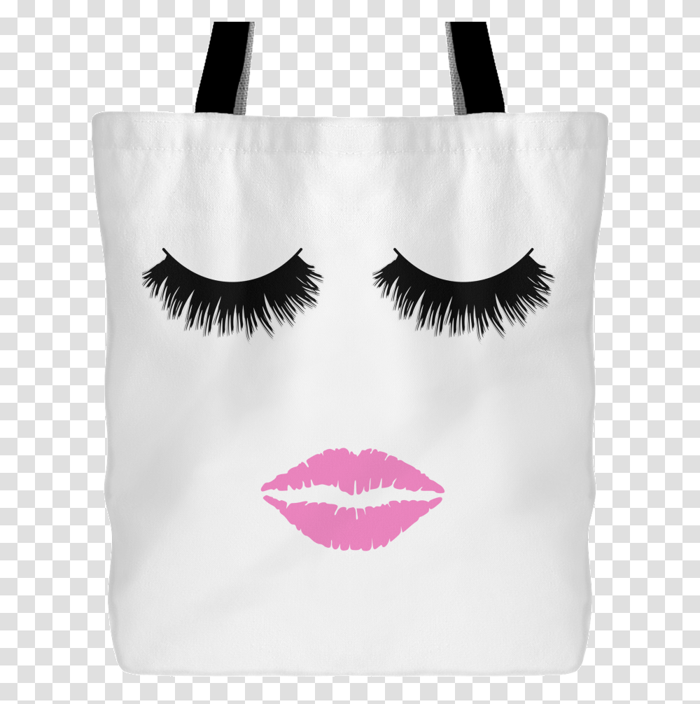 Lips Amp Lashes Print Canvas Tote Shopping Bag Lips Clip Art, Tote Bag, Bird Transparent Png