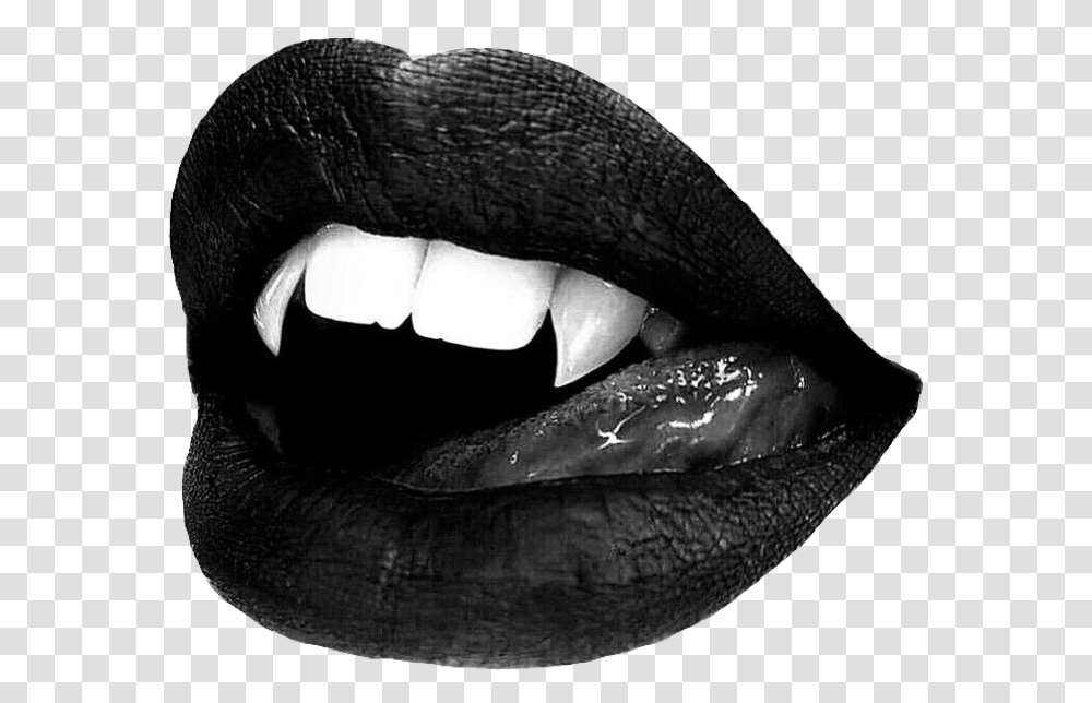 Lips Black Vampire Spooky Halloween Sticker By Black And White Aesthetic Halloween, Mouth, Teeth, Tongue Transparent Png