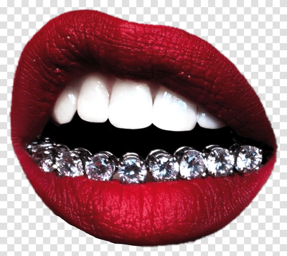 Lips Gril Diamonds Lips With Diamonds, Teeth, Mouth, Bracelet, Jewelry Transparent Png