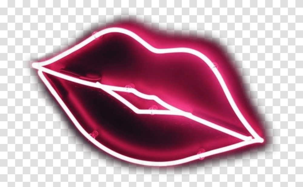Lips Kiss Neon Lips Kiss Neon Love Neon Sign Lips, Light, Helmet, Clothing, Apparel Transparent Png
