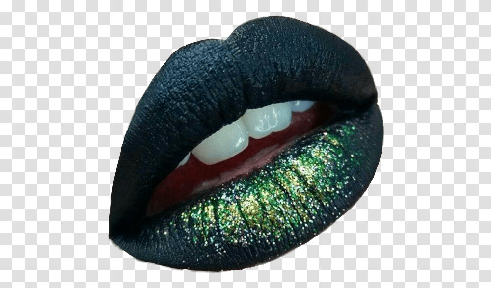 Lips Labios Boca Green Shine Brilho Glitter Ombrelips Black And Green Lips, Light, Mouth, Sock, Shoe Transparent Png