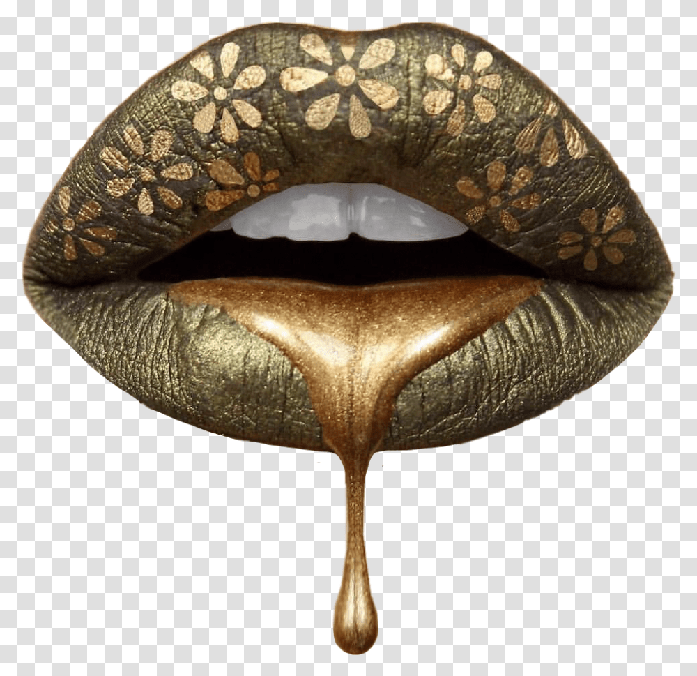 Lips Lipstick Drip Gold Queen Instagram Green Gold Dripping Lips, Snake, Reptile, Animal, Mouth Transparent Png