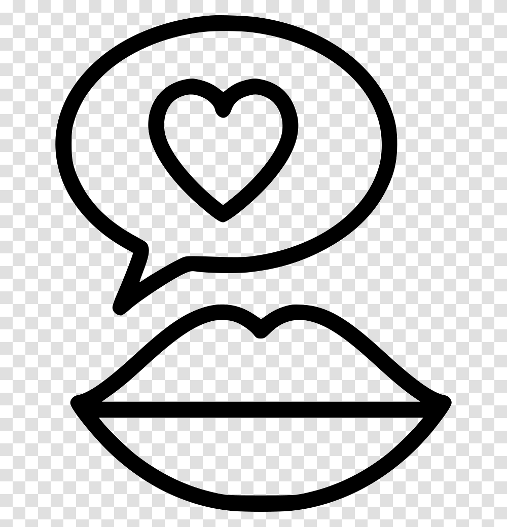 Lips Love Conversation Icon Free Download, Stencil, Heart, Label Transparent Png