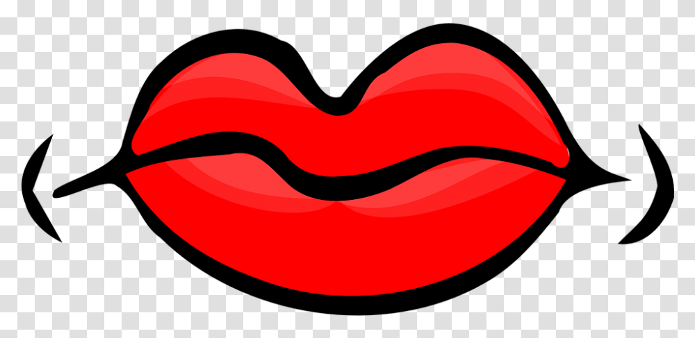 Lips Red Mouth Female Isolated Close Up Ca, Heart, Mustache, Tongue Transparent Png