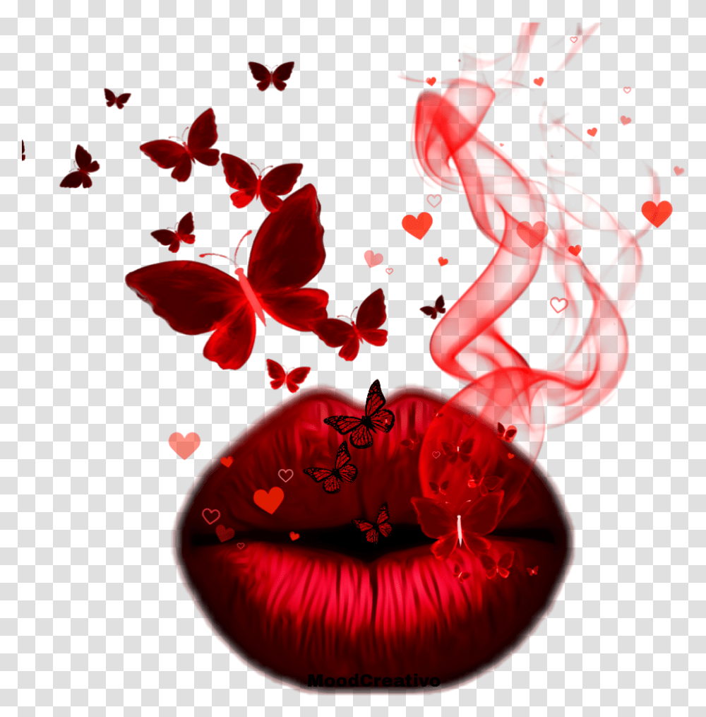 Lips Red Smoke Butterflies Freetoedit Smoke, Light, Pattern Transparent Png