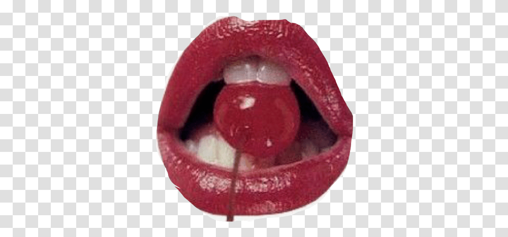 Lips With Cherry Aesthetic, Sweets, Food, Confectionery, Mouth Transparent Png