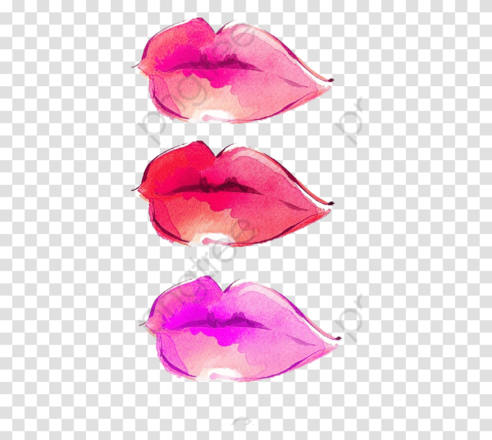 Lipstick Clipart Watercolor Lips Watercolor Lip Watercolor Painting, Petal, Flower, Plant, Blossom Transparent Png