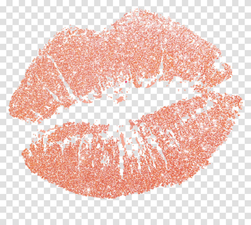 Lipstick Lip Print Rose Gold Glitter Lips, Fungus, Mouth, Tongue, Cosmetics Transparent Png