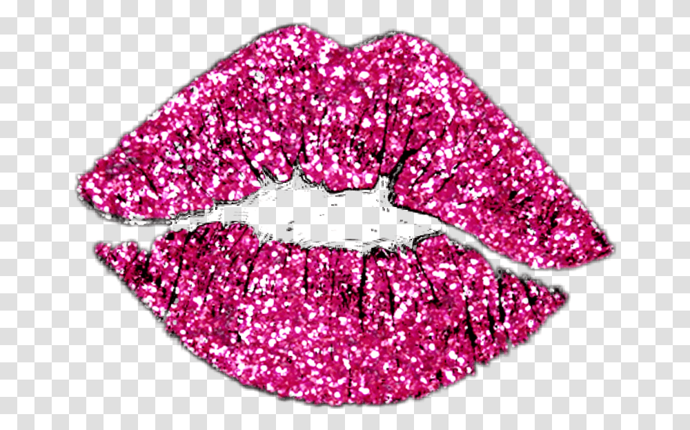 Lipstick Mark Pink Glitter Lips Clipart, Light, Purple, Mouth, Cosmetics Transparent Png