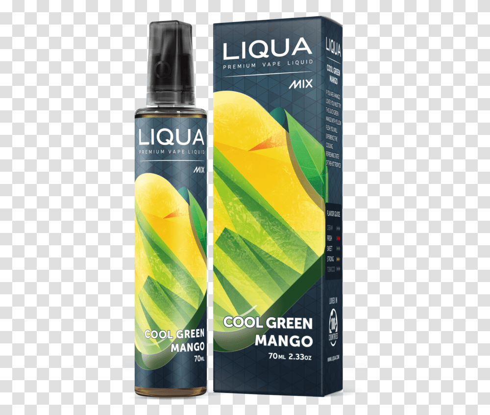 Liqua Mix Cool Green Mango, Bottle, Cosmetics, Perfume Transparent Png