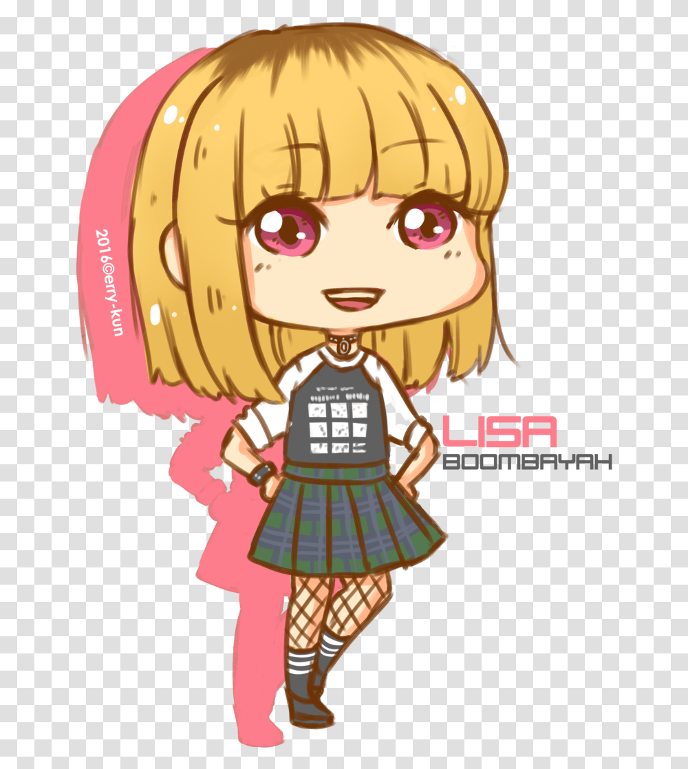 Lisa Black Pink Chibi, Comics, Book, Manga, Person Transparent Png