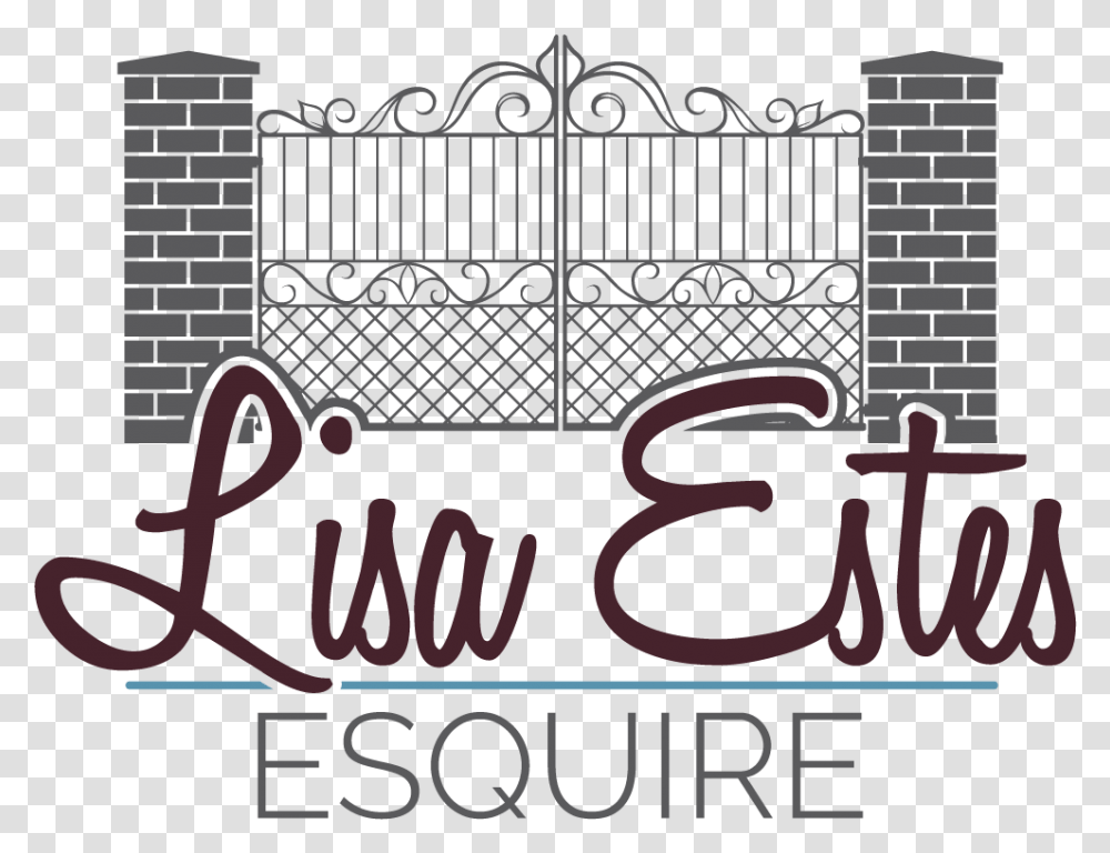 Lisa Estes Esquire Logo Horizontal, Text, Alphabet, Gate, Poster Transparent Png