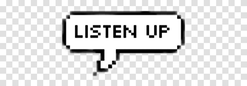Listen Up Listenup Pixel Speech Art Overlay Hate You Text Bubble, Label, Logo, Trademark Transparent Png