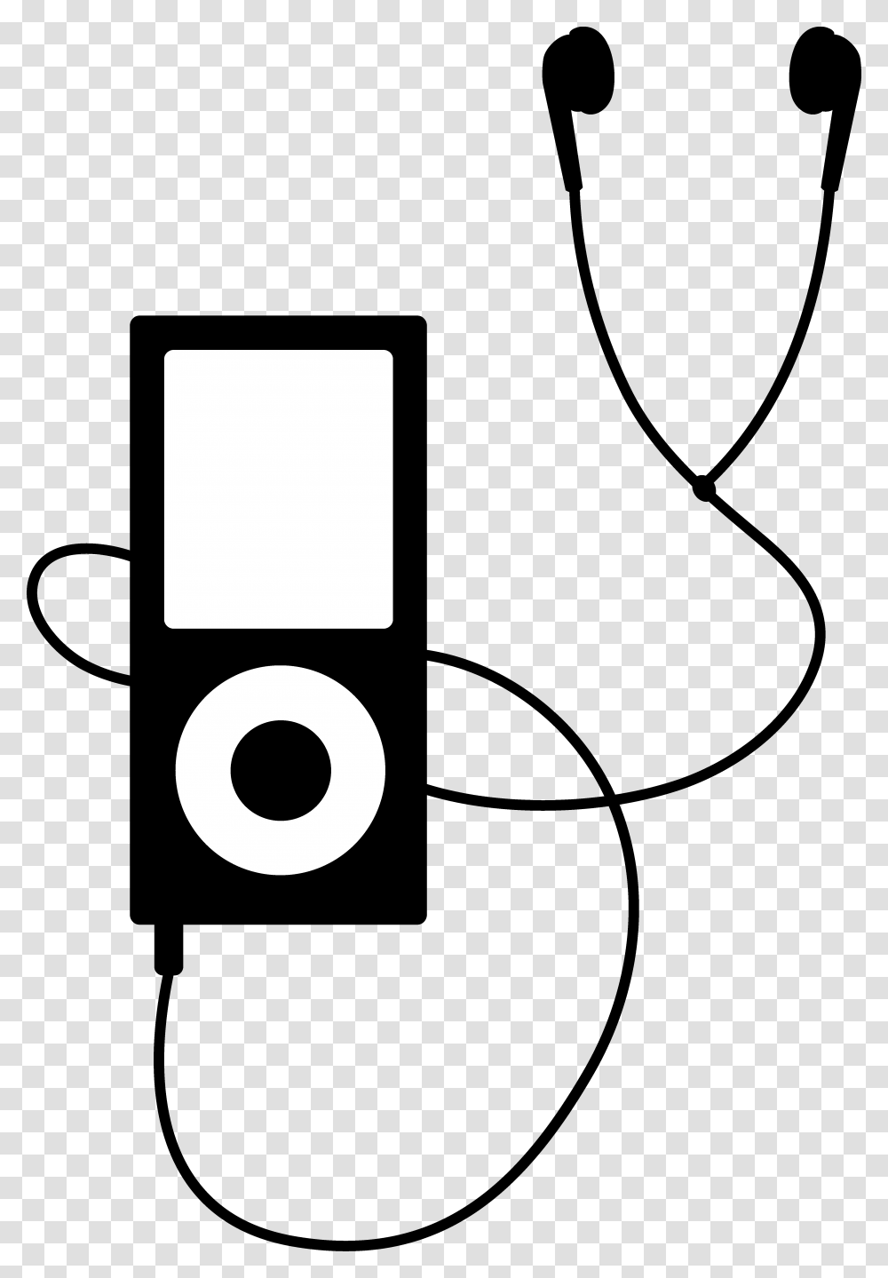 Listening To Music Clipart Black And White, Ipod, Electronics, IPod Shuffle Transparent Png