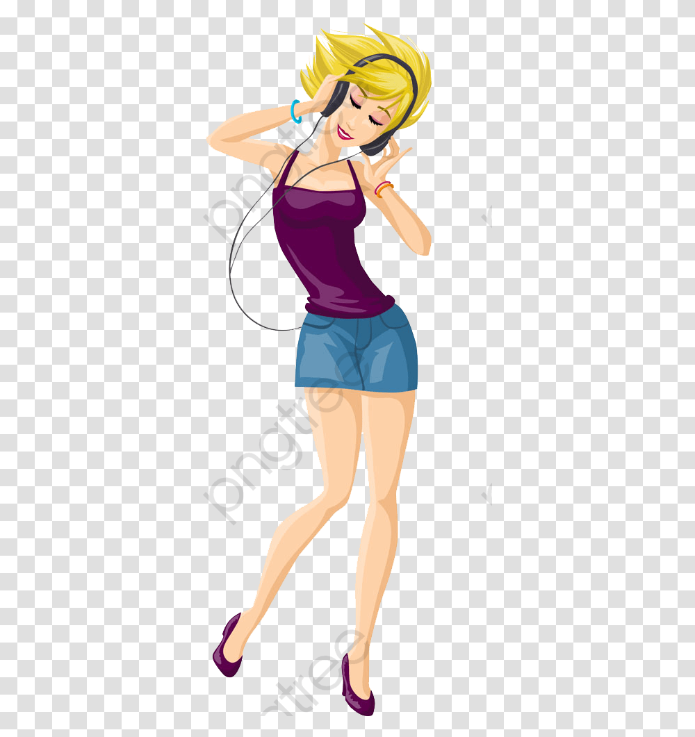 Listening To Music Clipart Dancing Listen To Music, Shorts, Person, Sleeve Transparent Png