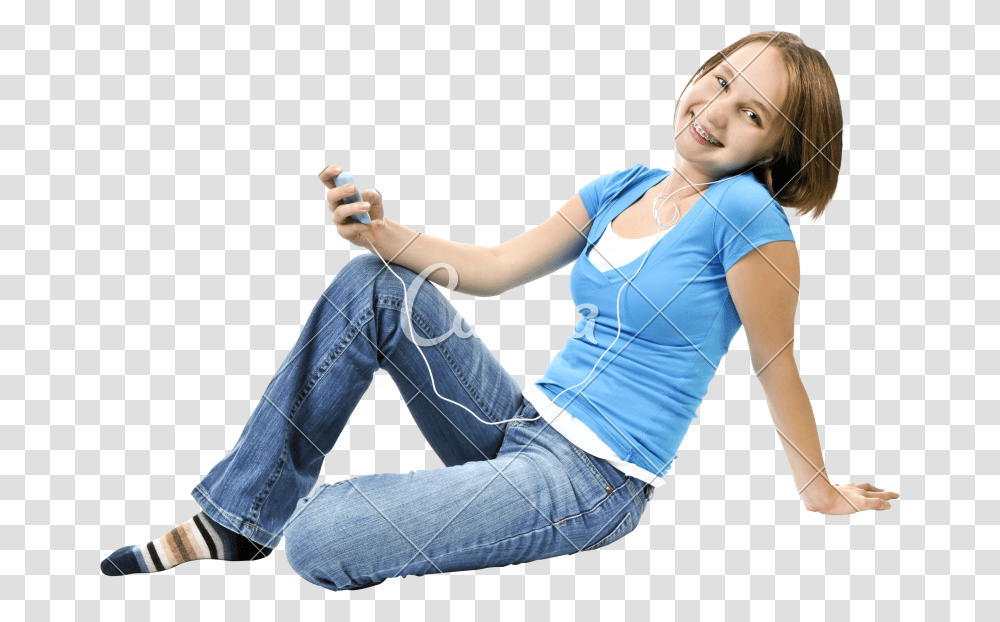 Listening To Music Photos Sitting, Person, Female, Woman, Arm Transparent Png