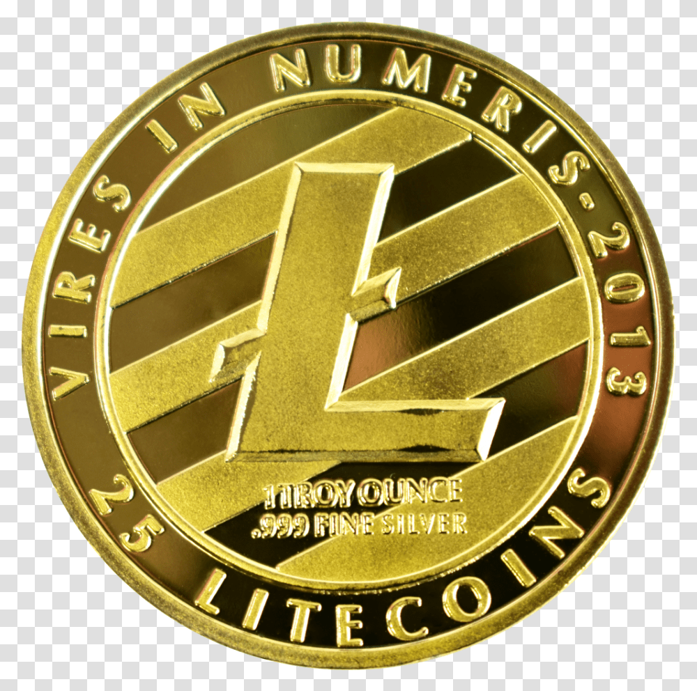 Litecoin Collector's Coins Gold Emblem, Wristwatch, Logo, Symbol, Trademark Transparent Png