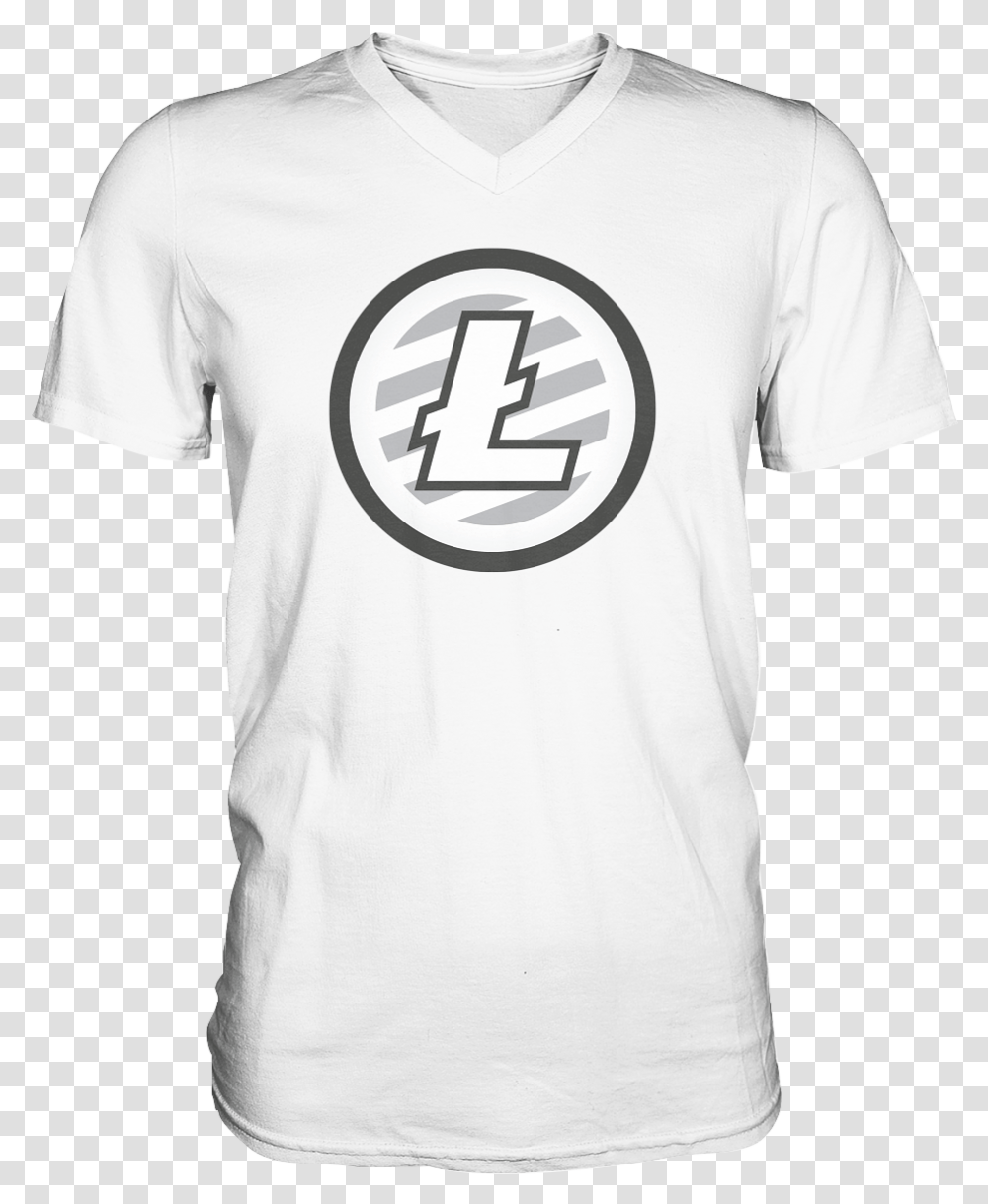 Litecoin Mens V Neck Shirt, Clothing, Apparel, T-Shirt, Person Transparent Png