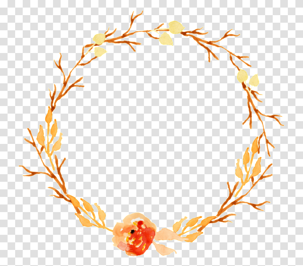 Literary Vintage Orange Flowers Hand Drawn Garland Watercolor Painting, Wreath, Plant Transparent Png