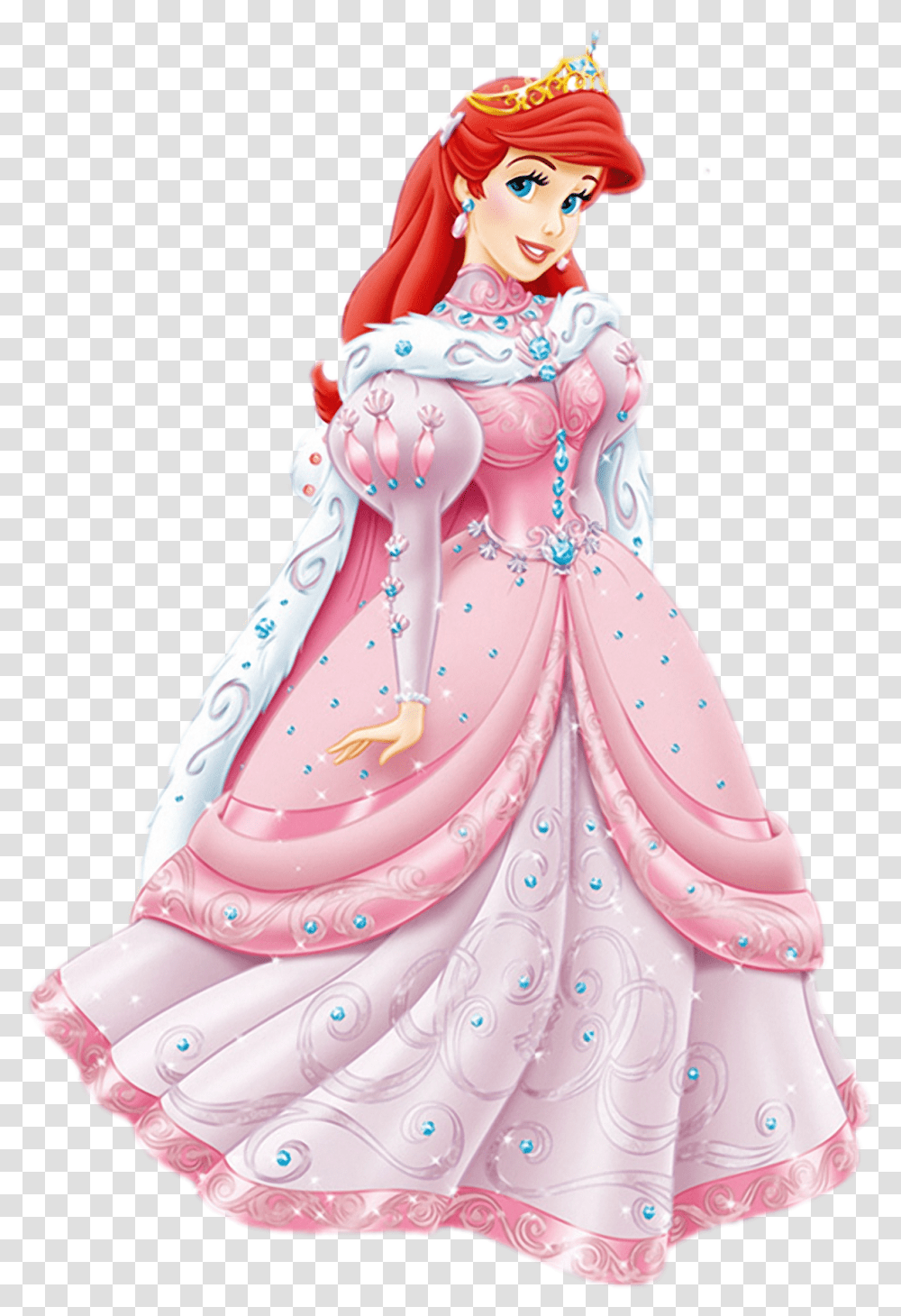 Little Ariel Belle Disney The Dress Clipart Disney Princess Ariel Pink Dress, Figurine, Barbie, Doll, Toy Transparent Png