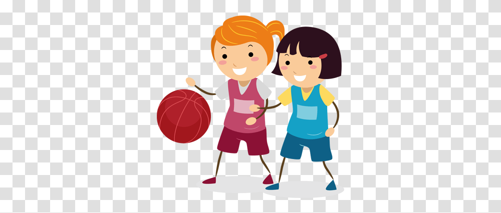 Little Basketball Girls Wall Sticker Kids Playing Netball Clipart, Person, Human, People, Female Transparent Png