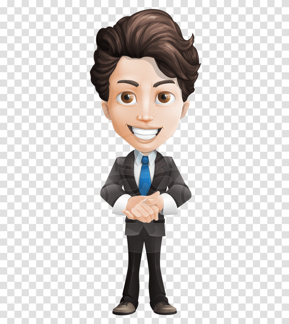 Little Boy Businessman Cartoon Vector Character Aka Wavy Hair Cartoon Boy, Person, Label, Judge, Performer Transparent Png