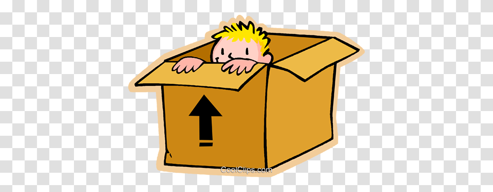 Little Boy Hiding In A Box Royalty Free Vector Clip Art, Cardboard, Carton, Package Delivery, Mailbox Transparent Png