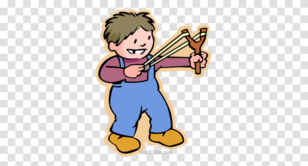 Little Boy With A Slingshot Royalty Free Vector Clip Art Transparent Png