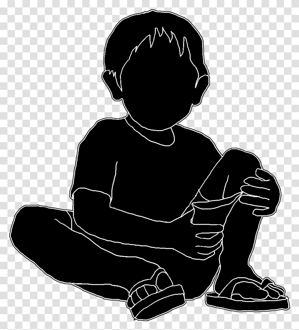 Little Boy With Candy Bag White Stroke Little Boy Drawing, Person, Human, Kneeling Transparent Png