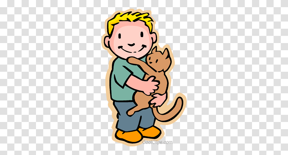 Little Boy With Cat Royalty Free Vector Clip Art Illustration, Poster, Advertisement, Cupid Transparent Png