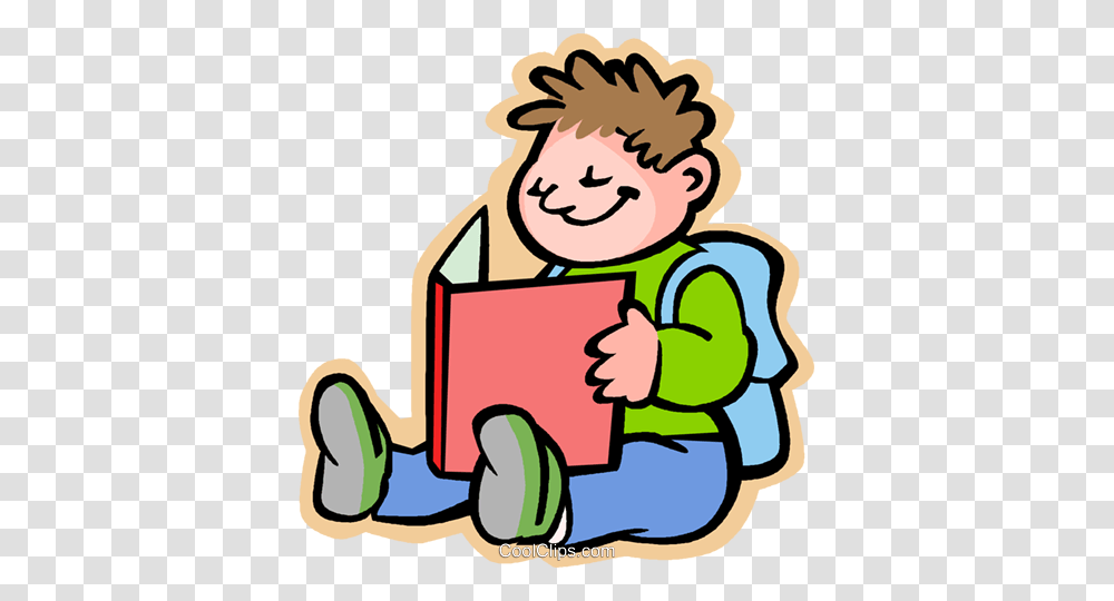 Little Boy With His Homework Royalty Free Vector Clip Art, Reading Transparent Png