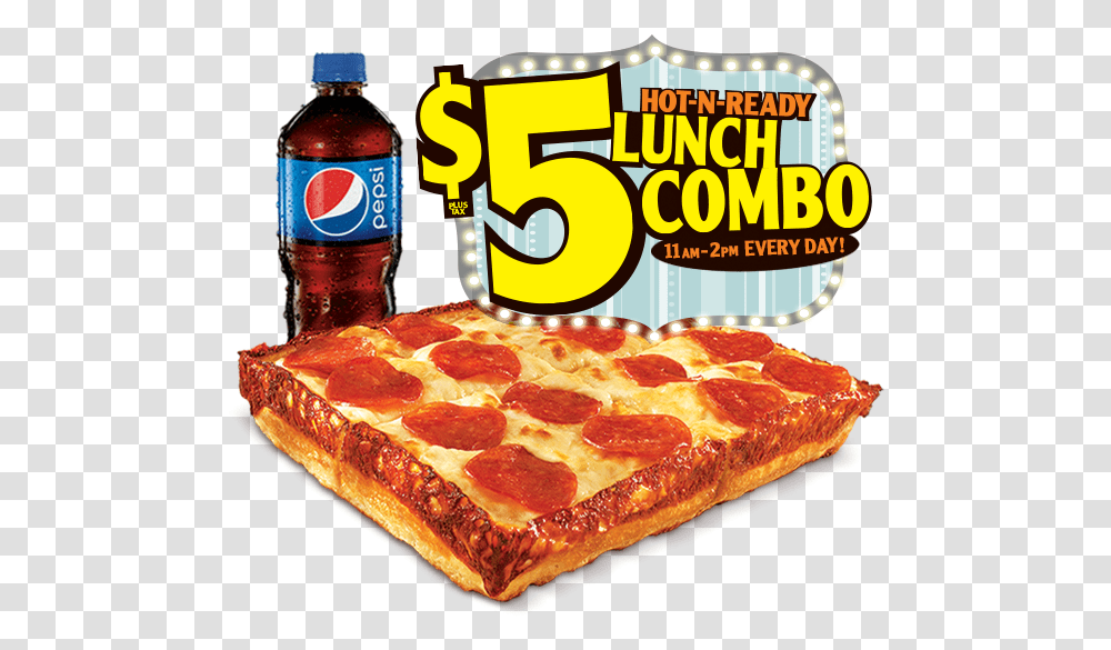 Little Caesars 5 Lunch Combo Time, Pizza, Food, Beverage, Drink Transparent Png