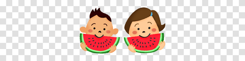 Little Children Eating Watermelon Free Clipart Illustrations, Plant, Fruit, Food Transparent Png
