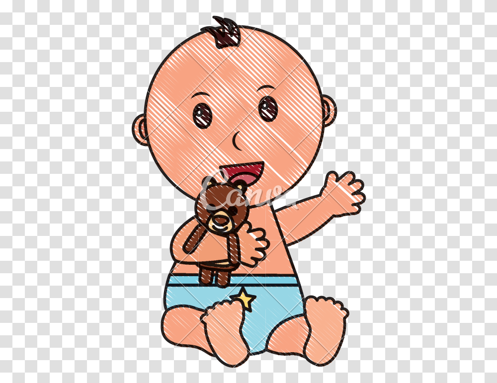 Little Clipart Baby Boy Diaper Baby Holding A Rattle Black And White, Guitar, Leisure Activities, Food, Eating Transparent Png