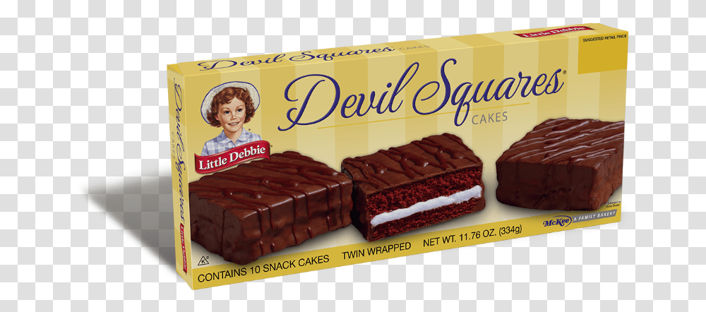 Little Debbie Cakes Devil Squares, Dessert, Food, Chocolate, Fudge Transparent Png