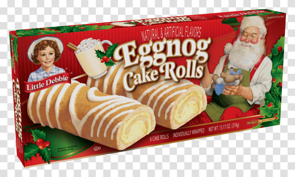 Little Debbie Eggnog Cake Rolls, Sweets, Food, Person, Pastry Transparent Png