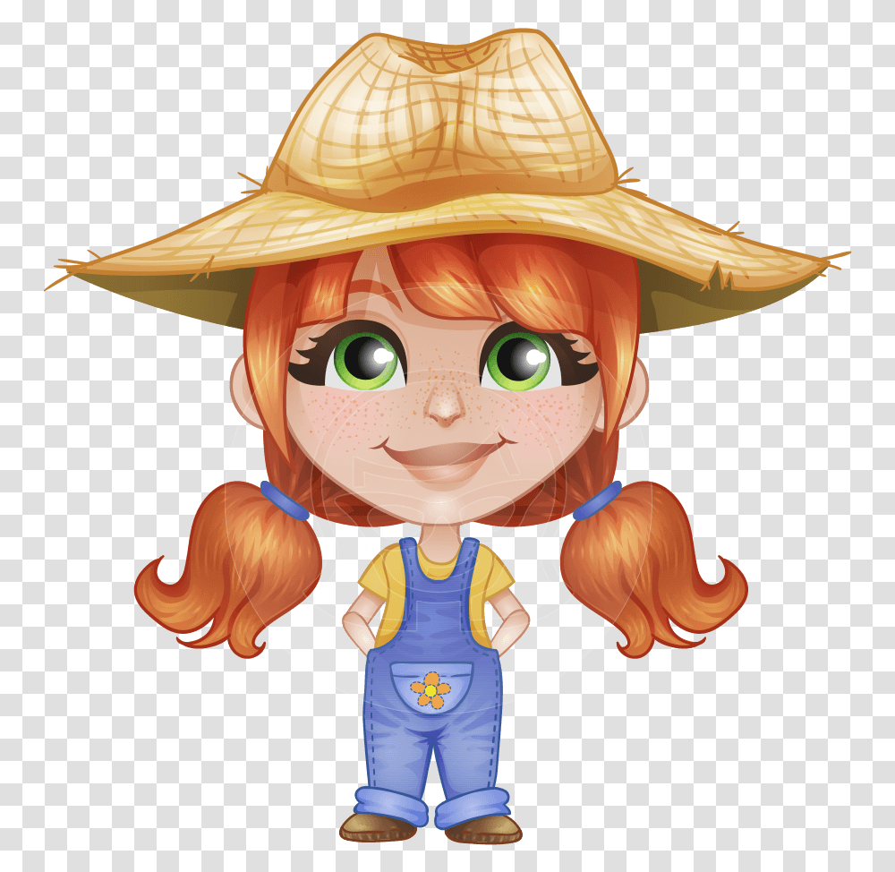 Little Farm Girl Cartoon, Person, Human, Apparel Transparent Png