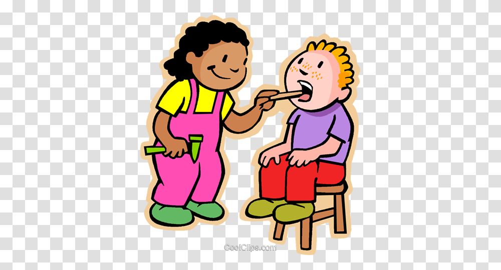 Little Girl And Boy Playing Doctor Royalty Free Vector Clip Art, Female, Poster, Advertisement, Eating Transparent Png