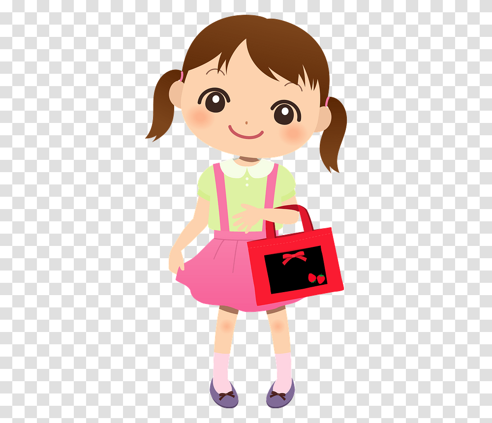 Little Girl Child Clipart Cartoon, Bag, Person, Human, Handbag Transparent Png