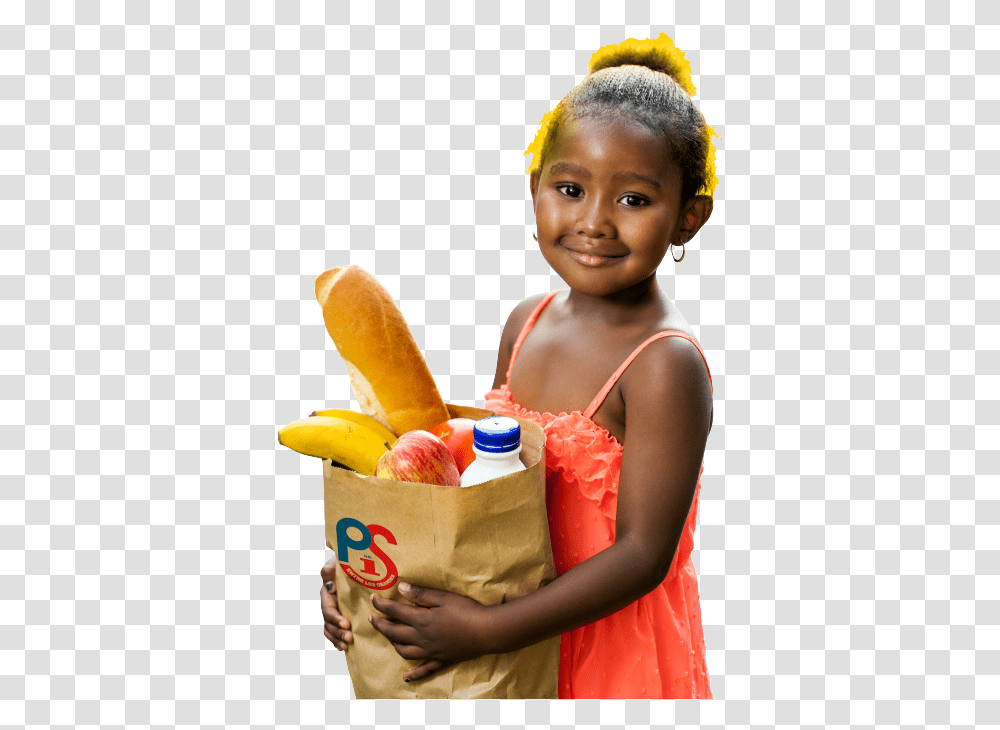 Little Girl Holding Groceries Kid Holding Bag Of Food, Person, Human, Eating, Plant Transparent Png